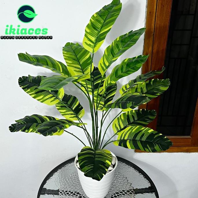 DAUN PISANG ARTIFICIAL CORAK DAUN PISANG PLASTIK DEKORASI DAUN HIAS