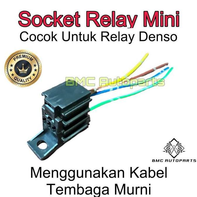 Socket / Soket Relay Mini Ac Mobil Universal + Kabel Tembaga Murni - Untuk Relay Denso Asli