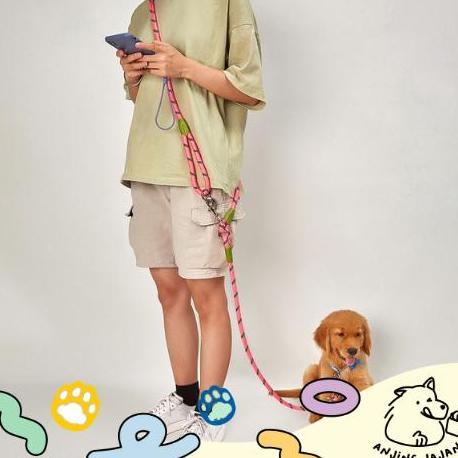 Tali Tuntun Anjing Kucing Hands Free Leash Tali Tuntun Anjing Kucing Jogging Running Leash Anjing Ku