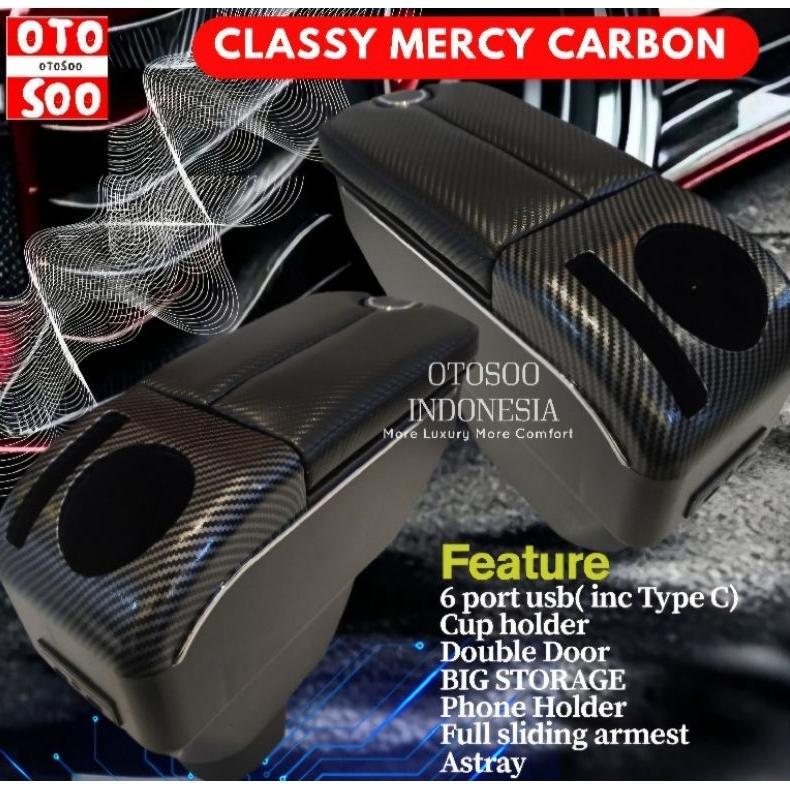 Armrest Mobilio Brio Brv Carbon Style -Console Box Usb Brv Mobili Brio-Brio Satya