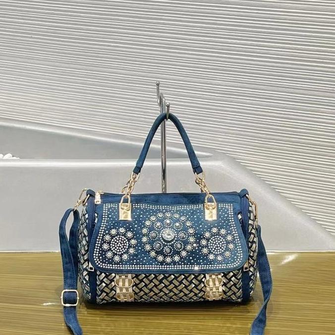 Tas Wanita 504 Permata Bulat Tas Jeans Mewah Design Cantik Tas Fashion Wanita Premium Tas Pesta Wani