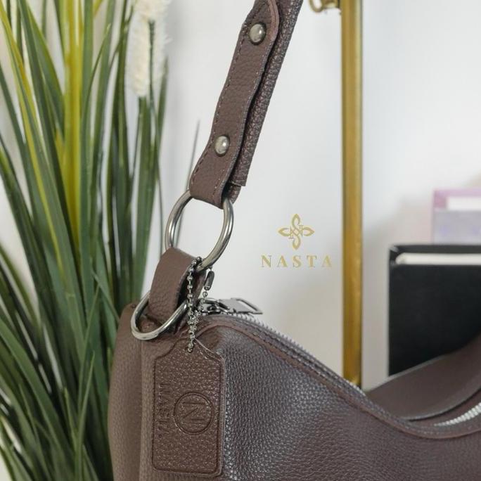 Tas Selempang Minimalis Nasta Bag - Ellena - Tas Wanita Hobo Bahan Kulit Lembut Bertekstur Free Pouc