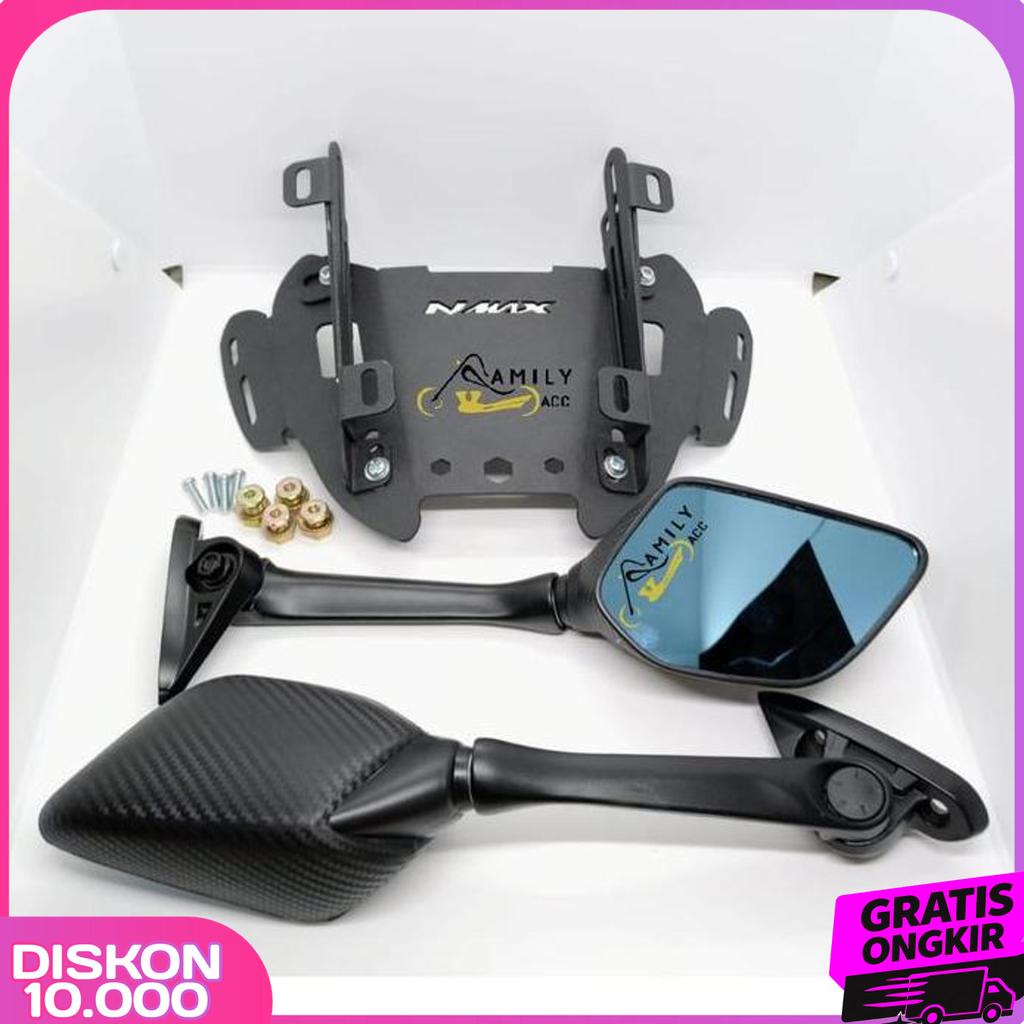 Spion R25 Carbon Panjang + Serpo Windshield Nmax New 2020 Dan Nmax Old