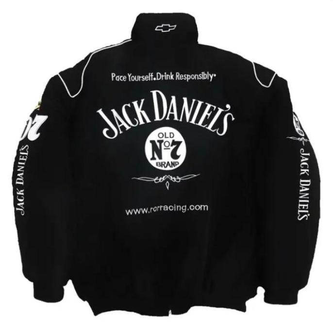 Jaket Nascar Sablon Hitam Varsity Bahan Katun Flacee Tebal HM