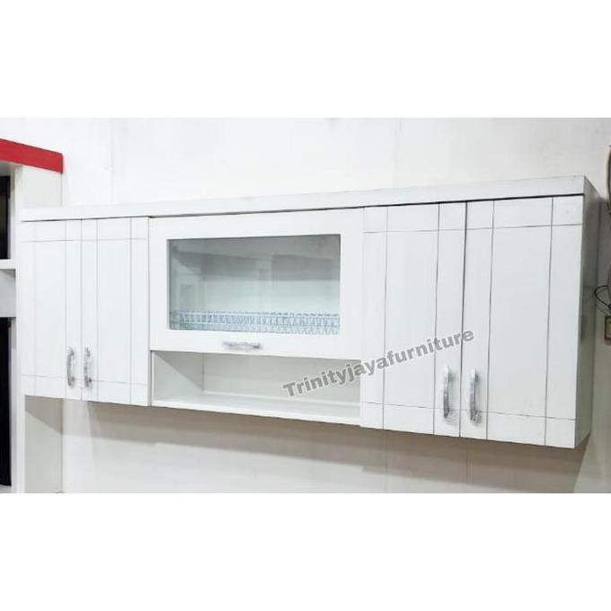 BEBAS ONGKIR - Lemari Gantung Dapur Kitchenset Atas Kayu Blokteak /trinityjayafurnitu Besi Pintu Pir