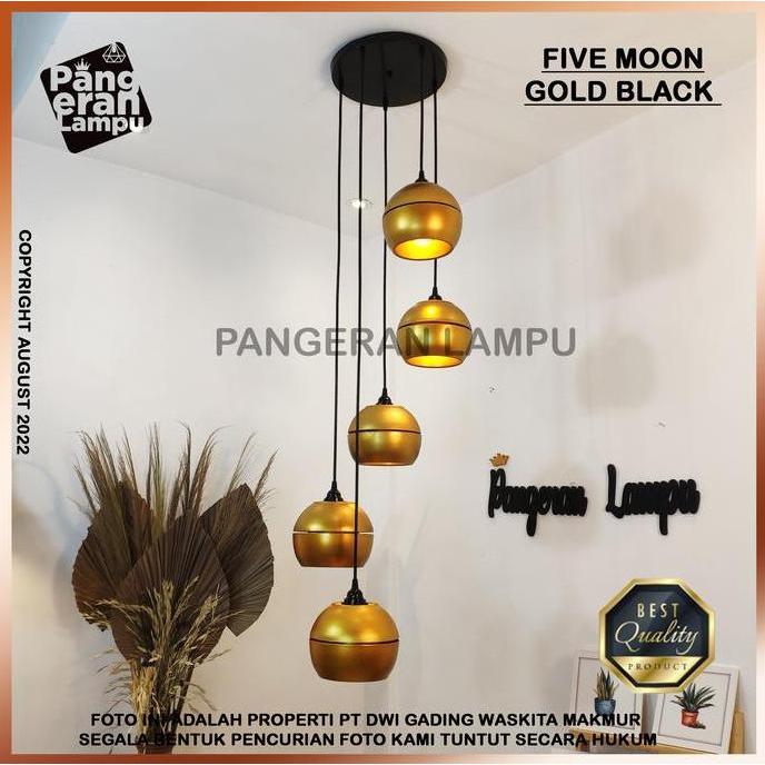 NEW Lampu Gantung / Lampu Hias / lampu Void 1 Set MOON ISI 5 Gold