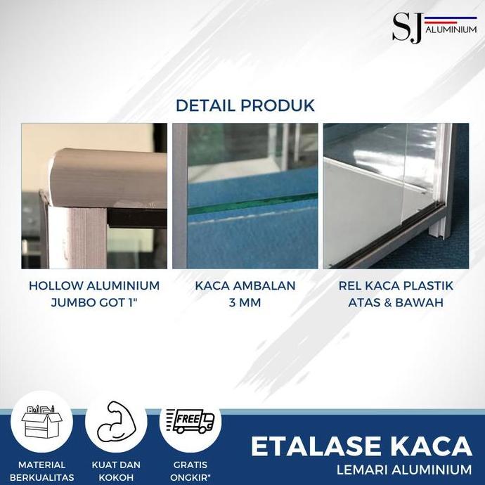 Promo Etalase Kaca Aluminium / Etalase Display / Lemari Kaca - Panjang 60 x Lebar 25 CM Diskon