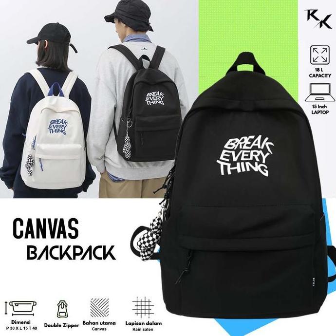 NEW TAS RANSEL DISTRO KANVAS PRIA WANITA TAS PUNGGUNG SEKOLAH KULIAH KOREA ORI