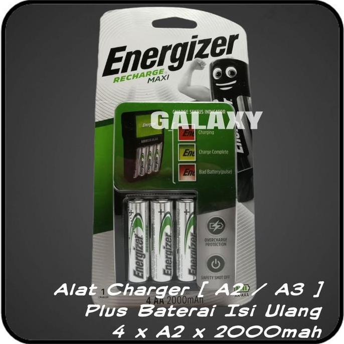 Baterai Recharge A2 / AA - ENERGIZER - Charger free Baterai 4pc