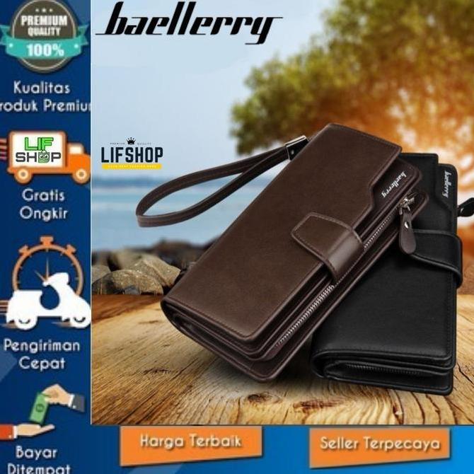 NEW DOMPET KULIT PANJANG HP PRIA BAELLERRY 163 ORIGINAL MUAT 24 SLOT KARTU ORI