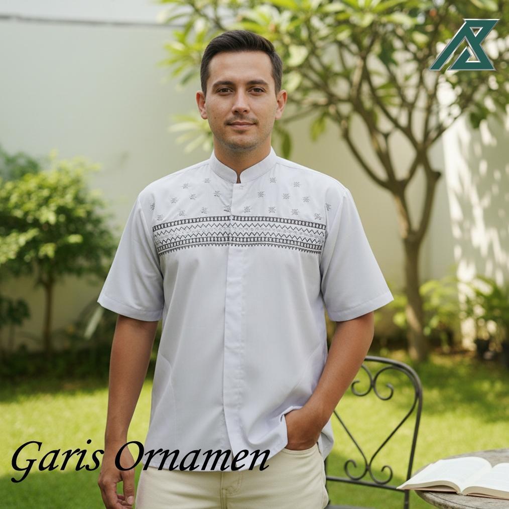 Official Koko Putih Pendek Bordir | Baju Koko Warna, Baju Koko Putih Pendek| Koko Polos Katun