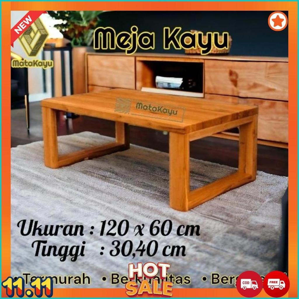 Meja Tamu 120 X 50-60  Cm Meja Lesehan Kayu Meja Kopi Meja Komputer Laptop [M1]