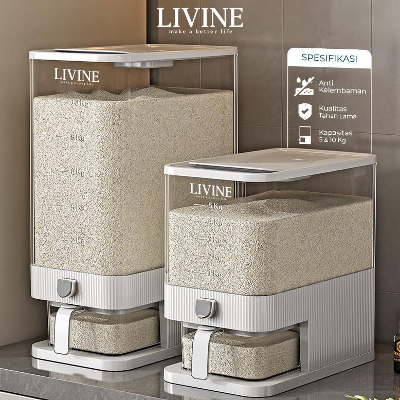 LIVINE Dispenser Beras Tempat Beras Wadah Beras Aesthetic Rice Box Dispenser LRD-6910