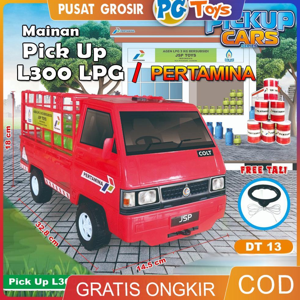 Terlaris Mainan Anak Mobil Pick Up L300 Pertamina Pengangkut Lpg Miniatur Tabung Gas 3Kg Dt13 Rs02