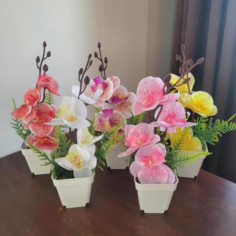 hot bunga plastik anggrek bulan mini artificial