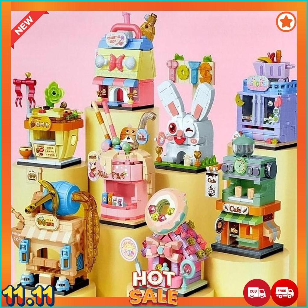 Mainan Anak Perempuan Sembo Block Store Toys Cafe Milk Tea Bar Cosmetic Shop [A4]