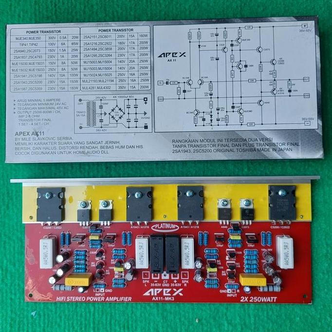 TERLARIS KIT PCB PLATINUM APEX AX11 MK3 STEREO POWER AMPLIFIER W SOUND BLAZER OPEN YIROSHI STEREO 4 