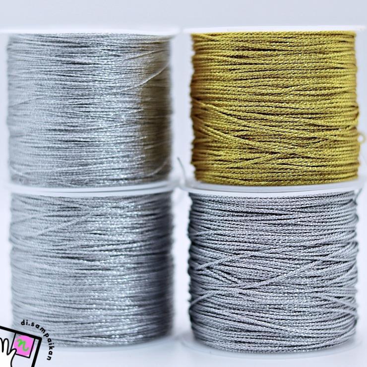 1 Roll Tali Giok / Tali Cina Metalik Silver Gold Untuk Aksesoris / Gantungan Hp Manik-Manik