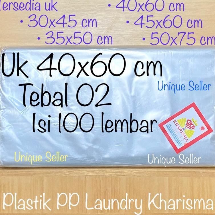 [Isi100] Plastik Laundry Kharisma 40X60 Tebal 02 / Kantong Plastik Pp Uk 40 X 60 X 02 / Plastik Opp 