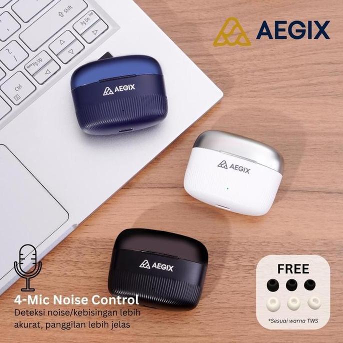 TERLARIS TWS AEGIX TW80 BLUETOOTH 6.0 HEADSET WIRELESS STEREO BASS ENC PEREDAM KEBISINGAN EAHONE EAR