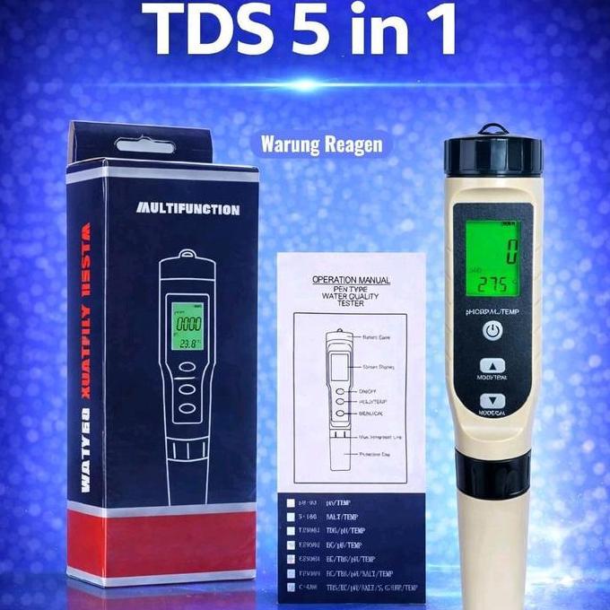 5 IN 1 ALAT UKUR UJI KUALITAS AIR PH TDS SALINITY EC SUHU EZ-9909SP ORIGINAL DAN TERPERCAYA