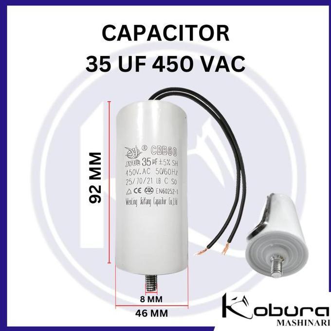 Capacitor CBB60 Kapasitor 35 UF 450 VAC Baut Untuk Mesin Elektromotor Kompressor Angin Portable