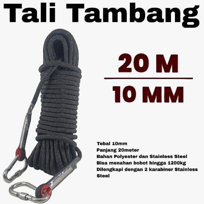 Tali Tambang 10mm Tali Panjat Tebing Polyester 20 Meter