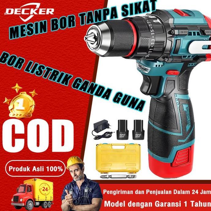NUIFARM - DECKER BRUSHLESS CORDLESS SCREWDRIVER 16.8V BOR LISTRIK TANPA KABEL BOR BATERAI BOR TANPA 