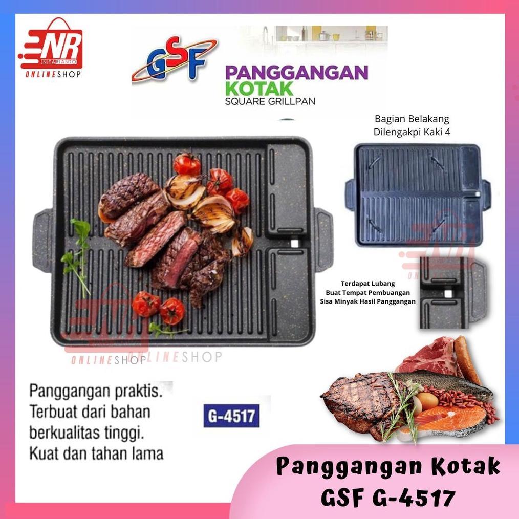 Panggangan Kotak GSF - 4517 / Grill Pan / Grill Pan Anti Lengket / Alat Bakar Daging Sosis Roti Baka