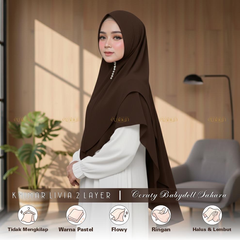 VALUE PACK HIJAB KHIMAR INSTANT SYAR'I DUA LAYER PAD BUSA MAT CERUTI BABYDOLL | KERUDUNG WARNA MAHOG