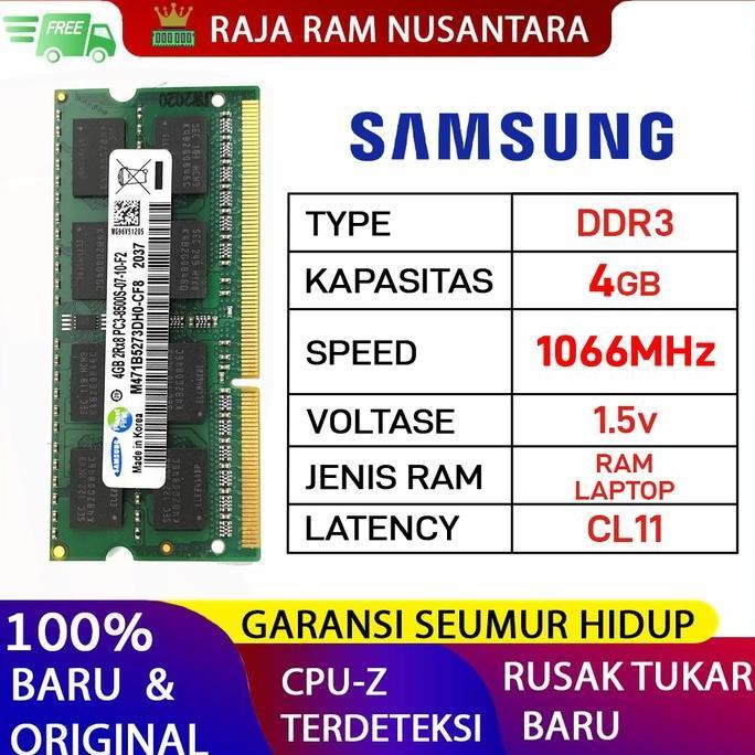 RAM LAPTOP SAMSUNG DDR3 4GB 1066MHz PC 8500 1.5v ORI RAM SODIMM DDR3 4GB