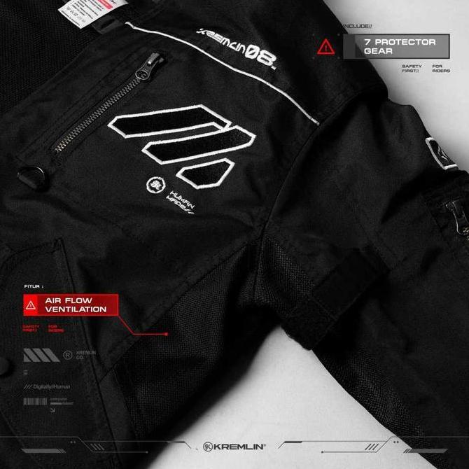 TERLARIS KREMLIN Jacket Black Biker Cyberpunk Motor - METACRUSH V.2 - HITAM gratis ongkir