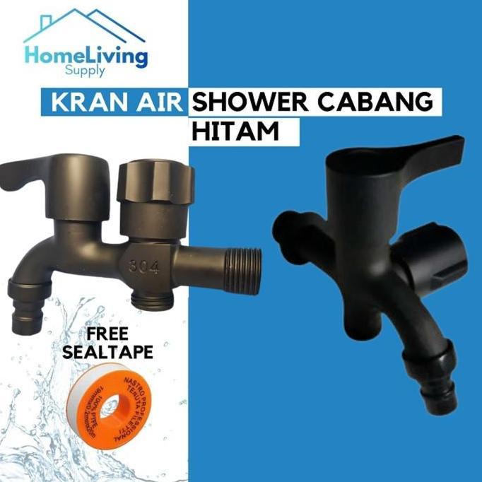 Newbit- Kran Air Shower 2 Cabang - Hitam