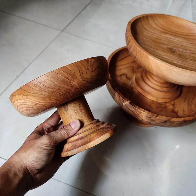 dulang kayu jati stand buah kue roti