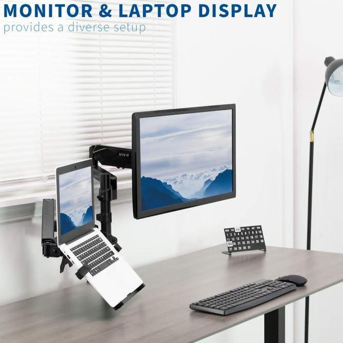 TERLARIS BRACKET MONITOR DUAL ARM MONITOR DAN LAPTOP GAS-STRUT FLEXI MOUNT