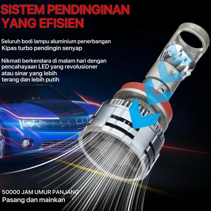 Larissagalllery - H11 /Hb3 9005 H4 H7 Hb4/9006 Lampu Led Mini Biled Y10D Projie Satu Set  Headlamp /