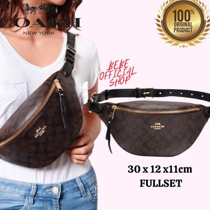 New [ORIGINAL] COACH Belt Bag In Signature Black Brown Coach Waistbag
