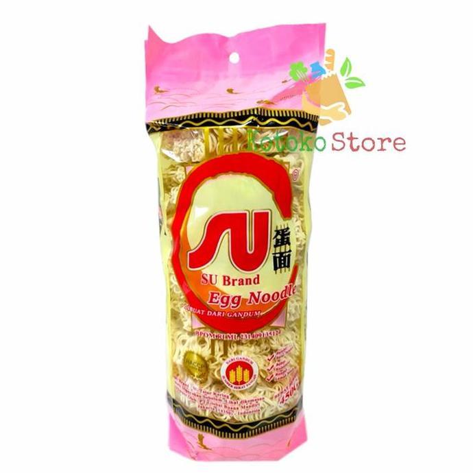 Egg Noodle SU Brand / Mie Telur Gandum Kering Bulat Keriting 450gr