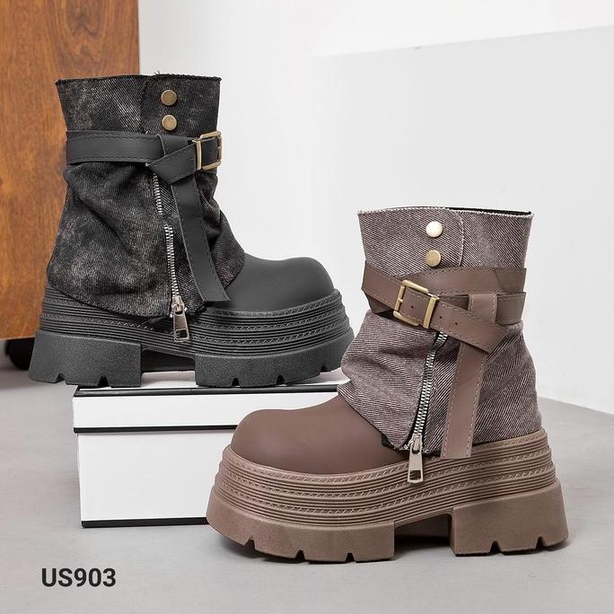 Sepatu Boots Metal Padior style korea US903  Tinggi 8cm boots wanita boots kekinian boots tinggi
