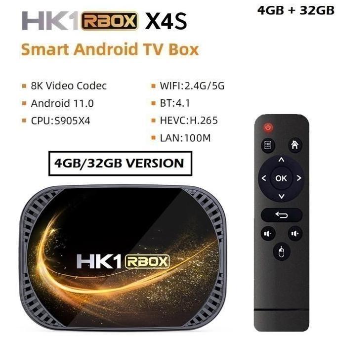 TERLARIS HK1 RBOX X4S - ANDROID 11 SMART ANDROID TV BOX 8K - RAM 4GB ROM 32GB