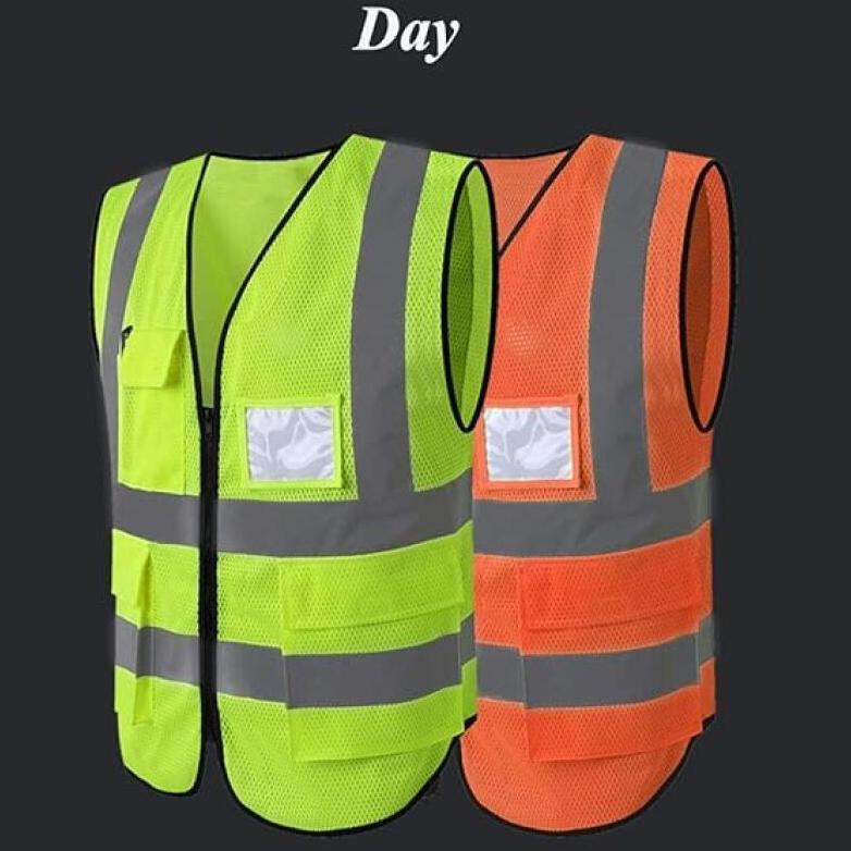 garansi proyek dengan 5 kantong dan safety line reflektif rompi keselamatan / rompi safety proyek ka