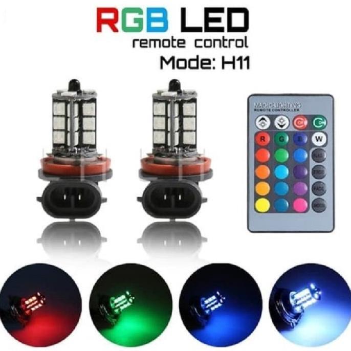 NEW LED Foglamp H11 RGB 27 TITIK LED RGB FOGLAMP REMOTE 5050 SMD SET [terbaik][terlaris]