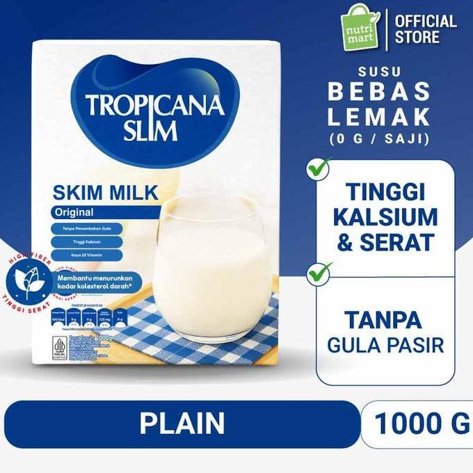 lydiaowbear - tropicana slim skim milk plain 1kg - susu turunkan kolesterol