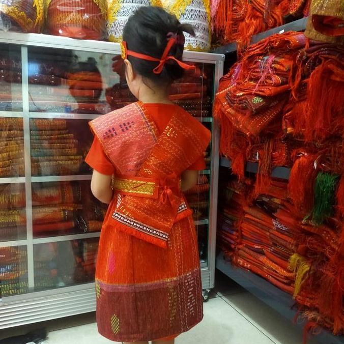 paket hemat rok ulos - ikat kepala - sortali pinggang - selendang anak - ulos sadum - adat batak WS