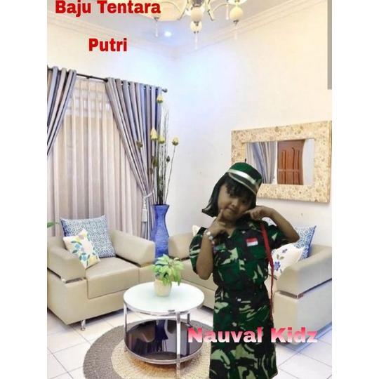 Diskon Baju Kostum Seragam Anak Profesi Tentara Doreng Tni Abri Anak Putri  Paud, Tk, Sd (Topi)