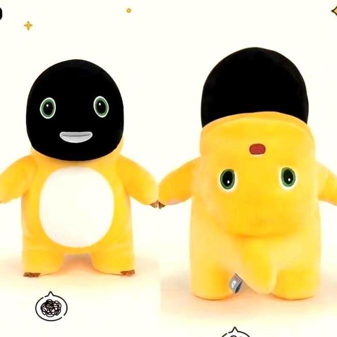 Boneka Dino Nalong Costum Jumbo Ukuran 50Cm Muka Hitam / Boneka Dino Kuning / Boneka Dino Nalong Dol