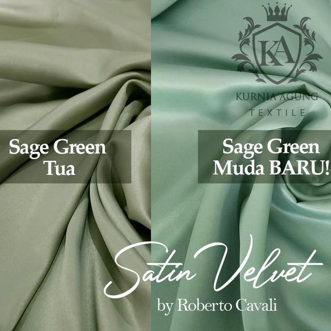 Satin Velvet Silk Premium Grade A warna Sage Green Satin Bridesmaid Bahan Puring Gaun Meteran