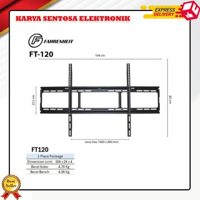 Murah Bracket Tv Tilt, Bracket Dinding, Bracket Lcd / Led Ft-120 Tv Led Lcd 42-100 Inch