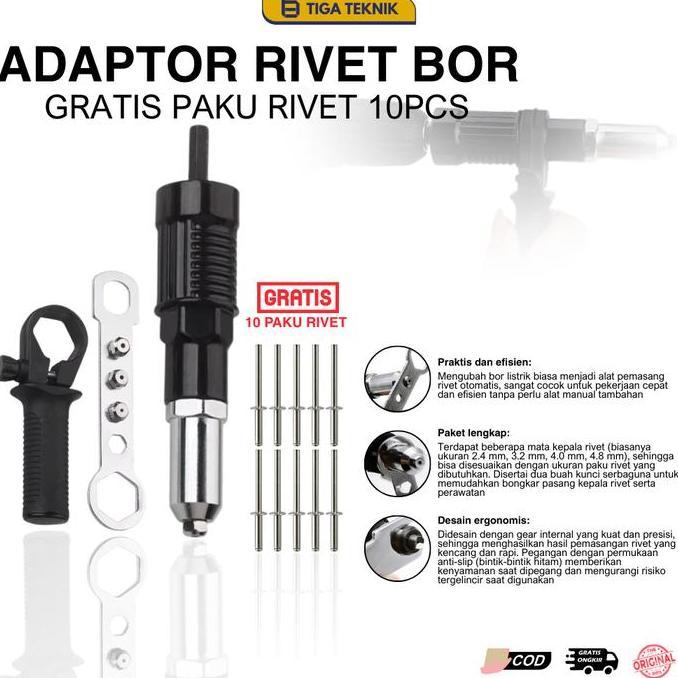Adaptor Rivet ke Mesin Bor Listrik Paku Rivet Tangan tang  rivet  full  set