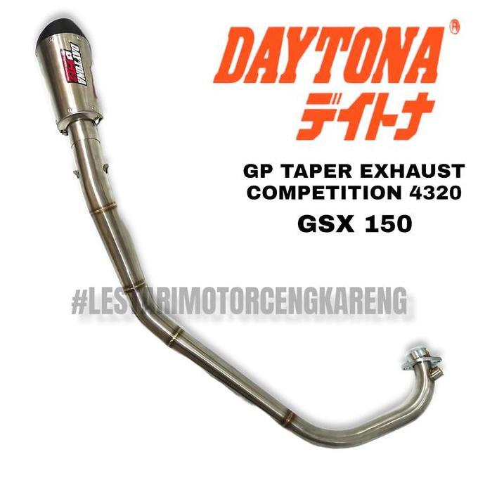 DAYTONA KNALPOT RACING GP TAPER ROAD GSX R150 S150 BANDIT 150CC FULLSYSTEM STAINLESS STEEL 4320 Moto